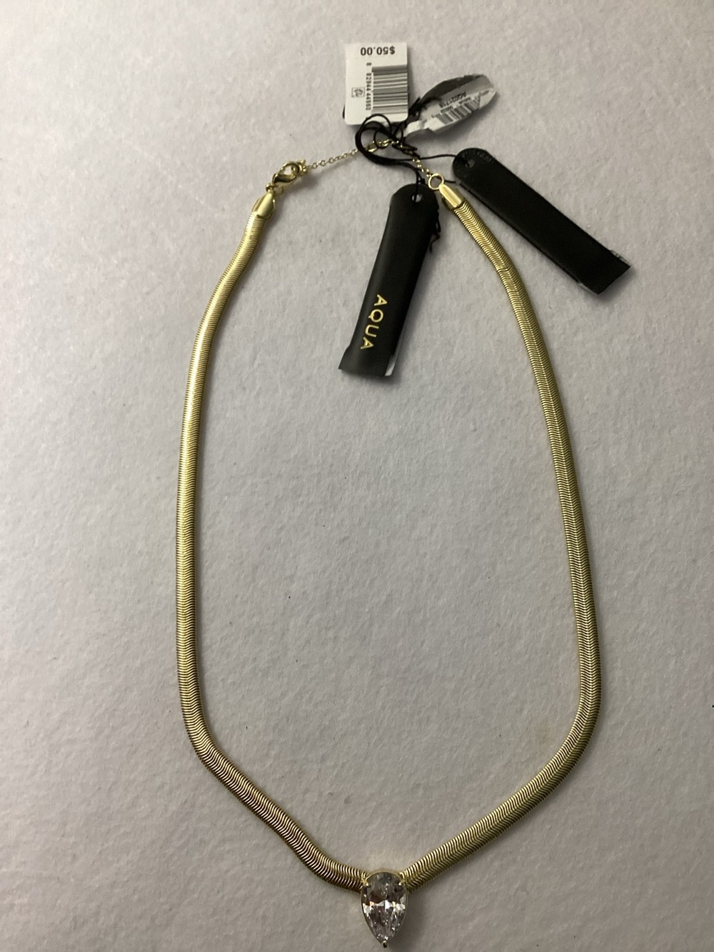 Aqua Refined Punk Cubic Zirconia V Pendant Necklace in Gold Tone, 18"-20” - Picture 6 of 11